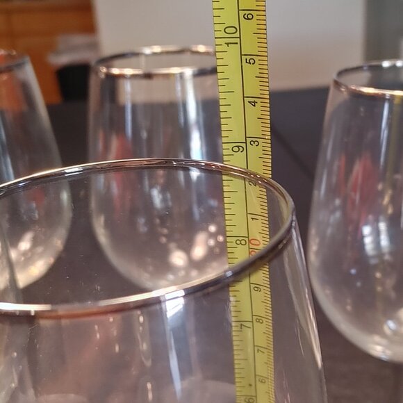 Vintage Silver Rimmed Wine Glasses Set of 5 - Picture 5 of 5